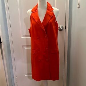 Orange Sleeveless Double-Breasted Dress